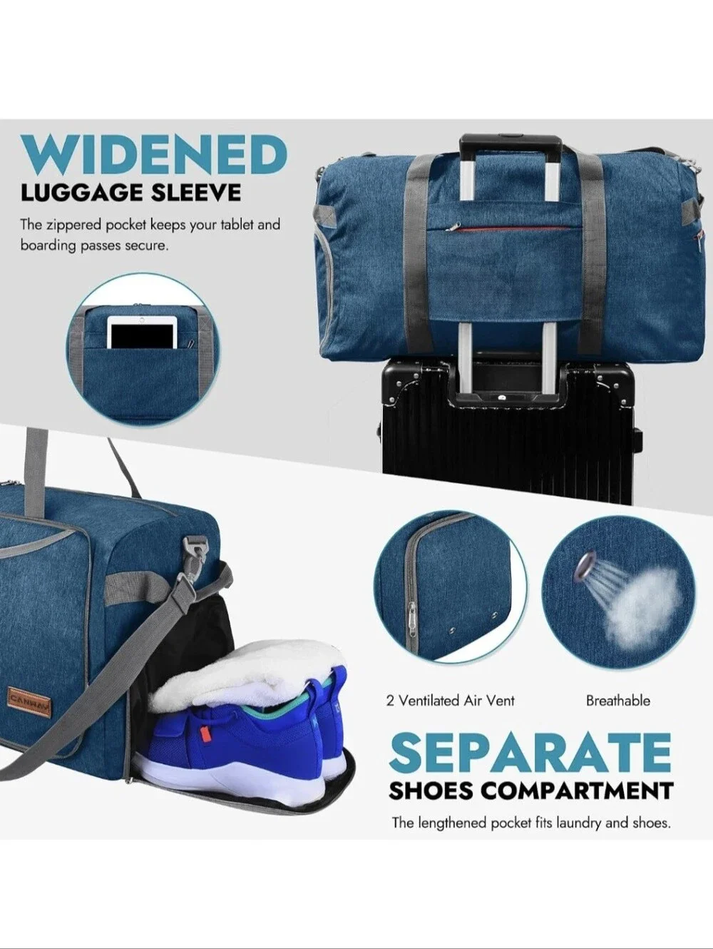 Foldable Duffle Bag - Blue